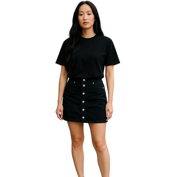Tommy Hilfiger Women’s Adaptive Corduroy Button-Front Skirt Black Size 6 - Picture 1 of 8